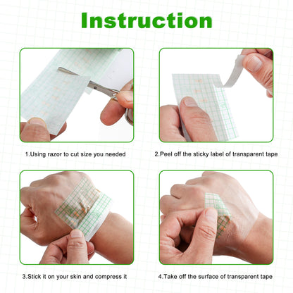 LotFancy 2 in x 13 Yards Tattoo Aftercare Bandage Rolls, Adhesive Transparent Film Dressing