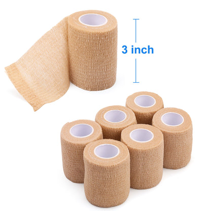 LotFancy Self Adhesive Bandage Wrap, Non Woven Medical Tape, First Aid Tape for Athletic Wrist Ankle Sprains Swelling