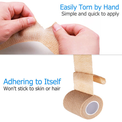 LotFancy Self Adhesive Bandage Wrap, Non Woven Medical Tape, First Aid Tape for Athletic Wrist Ankle Sprains Swelling