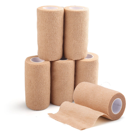 LotFancy 6 Pack Self Adhesive Bandage Wraps, 4 in x 5 Yards Medical Tape