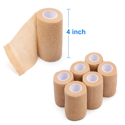 LotFancy 6 Pack Self Adhesive Bandage Wraps, 4 in x 5 Yards Medical Tape