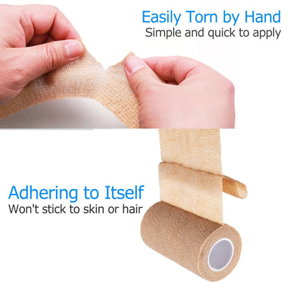 LotFancy Self Adhesive Bandage Wrap, Non Woven Medical Tape, First Aid Tape for Athletic Wrist Ankle Sprains Swelling