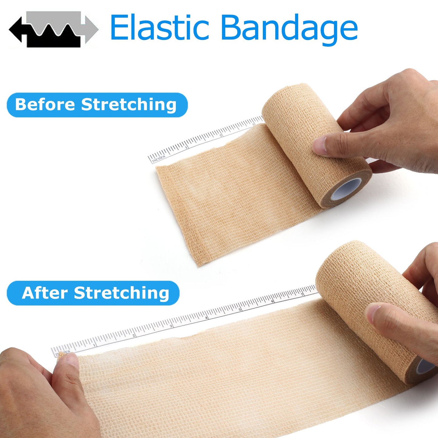 LotFancy 6 Pack Self Adhesive Bandage Wraps, 4 in x 5 Yards Medical Tape