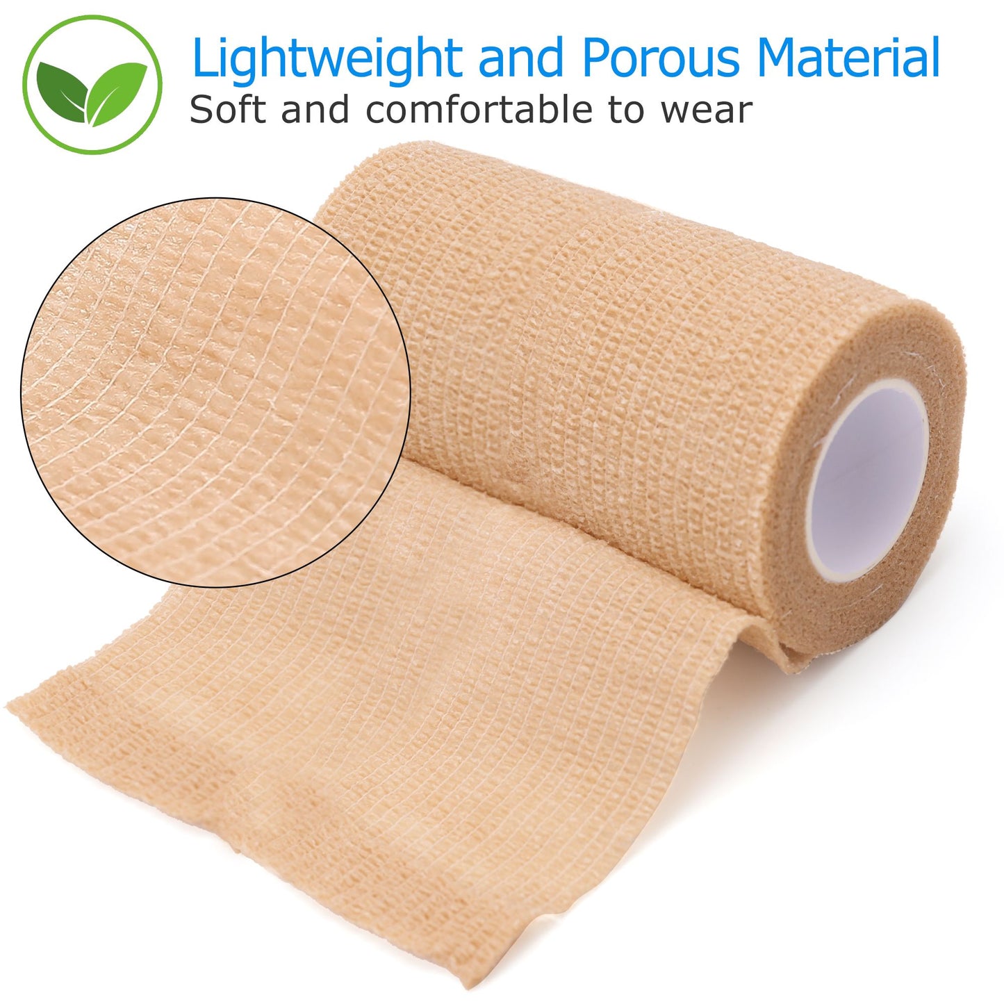 LotFancy 6 Pack Self Adhesive Bandage Wraps, 4 in x 5 Yards Medical Tape