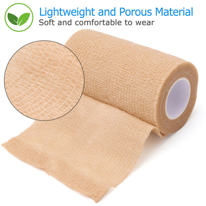 LotFancy 6 Pack Self Adhesive Bandage Wraps, 4 in x 5 Yards Medical Tape