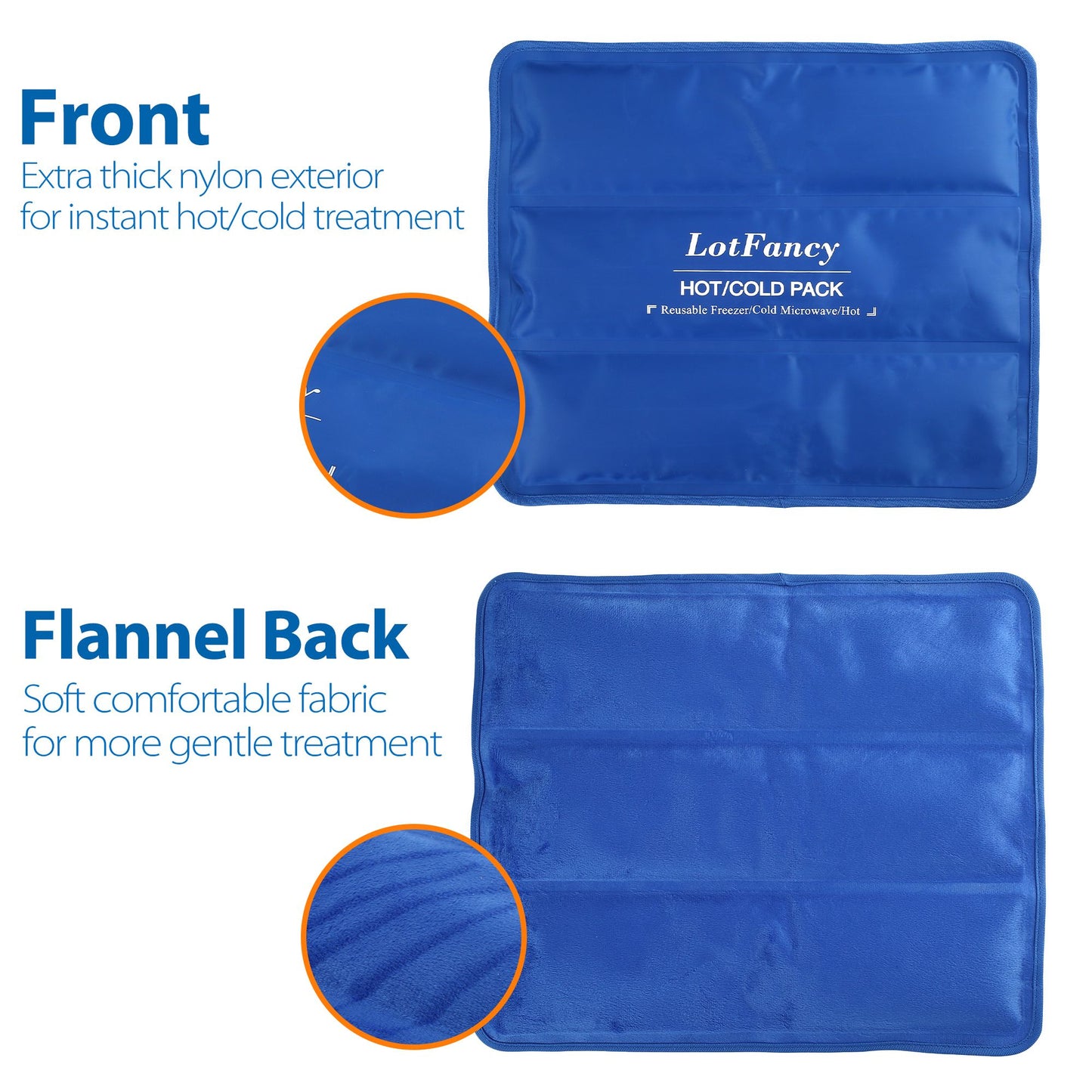 LotFancy Ice Pack for Injuries, Reusable Hot Cold Pack for Therapy, Cooling or Heating Pad for First Aid, Back Shoulder Neck Head Feet Pain Relief PMT