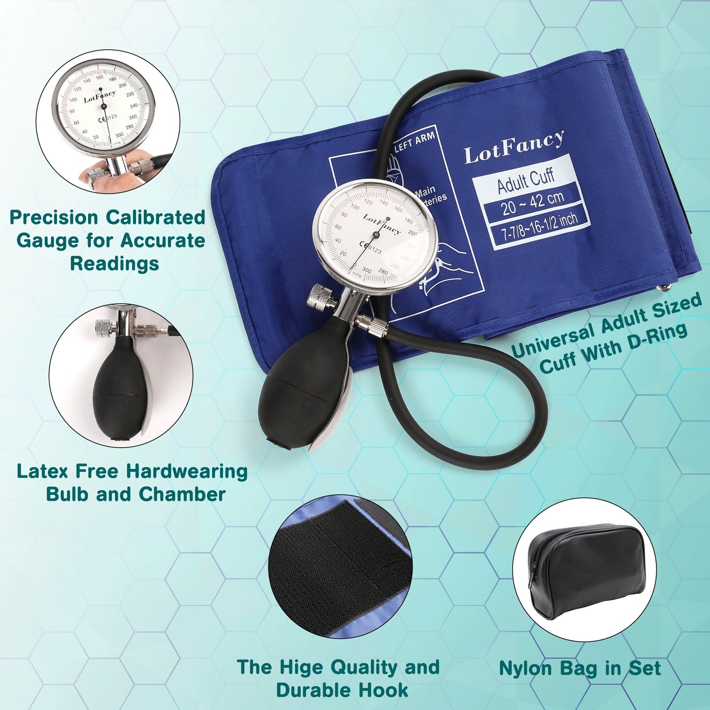 LotFancy Aneroid Sphygmomanometer, Professional Manual Blood Pressure Monitor