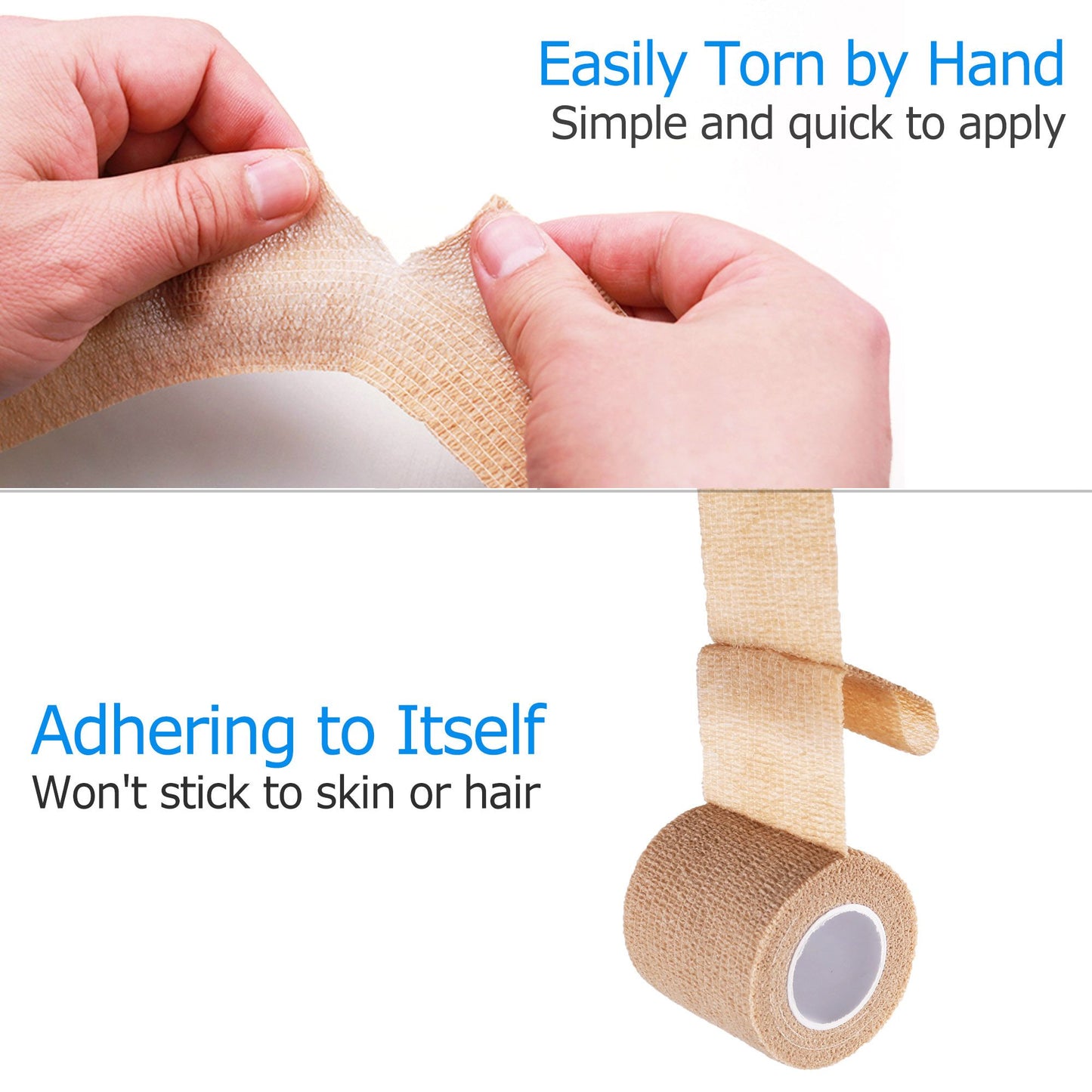 LotFancy Self Adhesive Bandage Wrap, Non Woven Medical Tape, First Aid Tape for Athletic Wrist Ankle Sprains Swelling