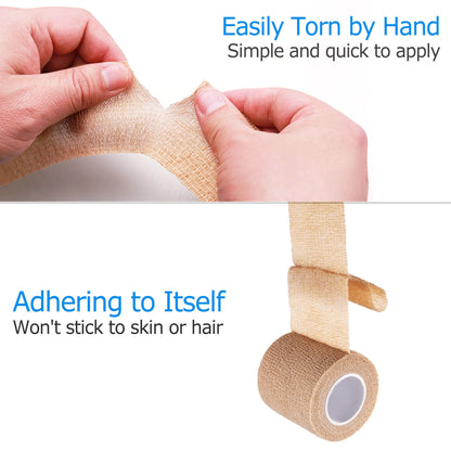 LotFancy Self Adhesive Bandage Wrap, Non Woven Medical Tape, First Aid Tape for Athletic Wrist Ankle Sprains Swelling