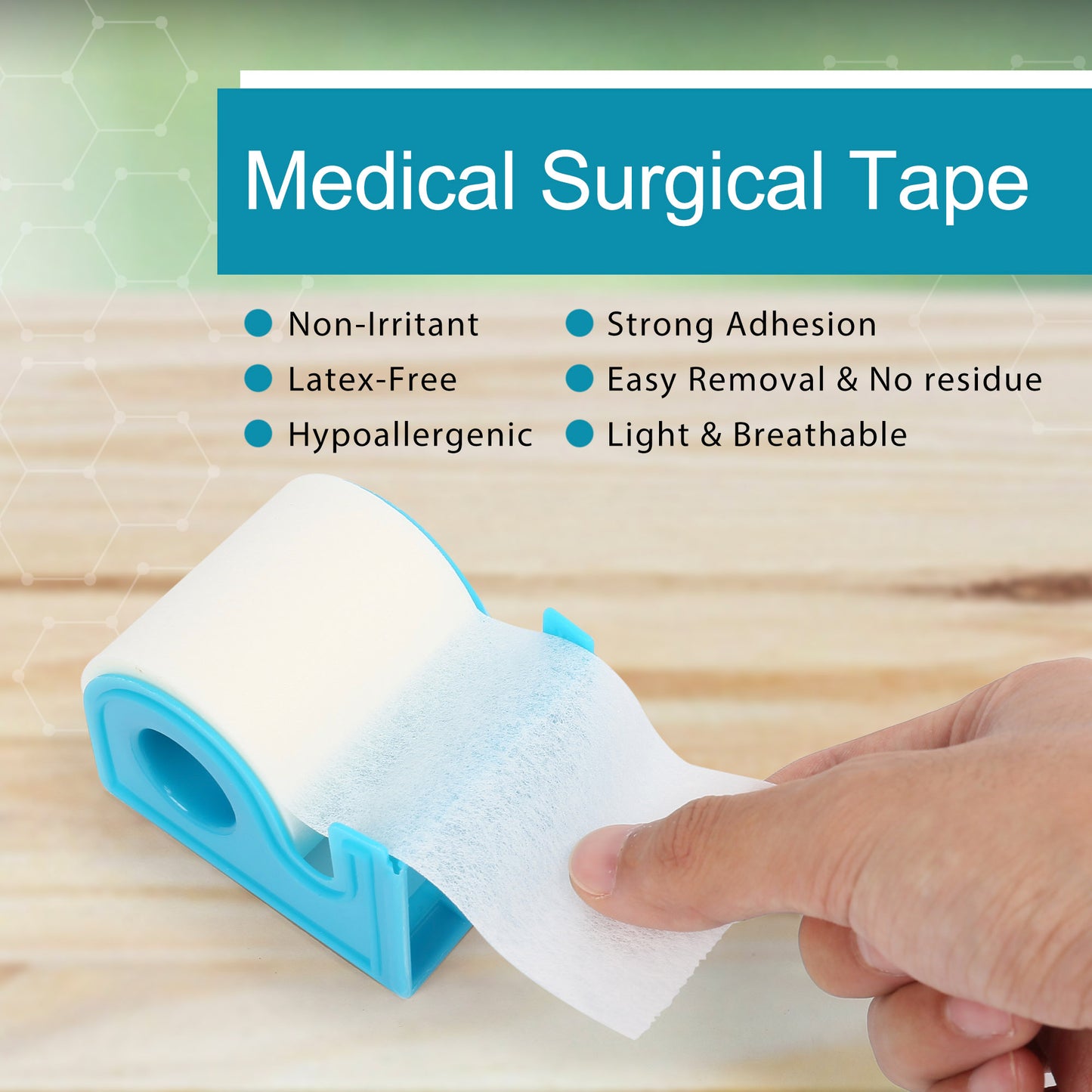 LotFancy Medical Tape, Adhesive Hypoallergenic Surgical Paper Tapes, Wound First Aid Tape, 2 Dispensers Included