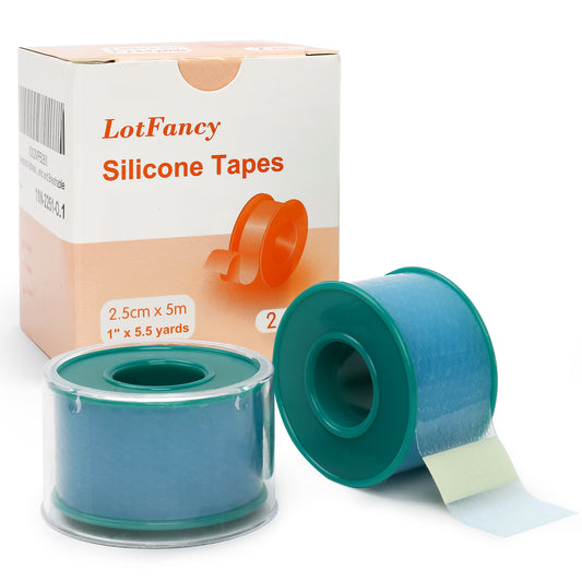 LotFancy Medical Silicone Tape, 1 in ×5.5 Yds, Waterproof Adhesive Surgical Tape, Soft Skin Tape for Surgery First Aid, Wound, Bandage and Sensitive Skin