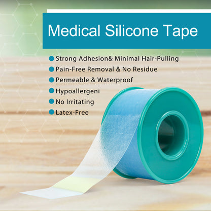 LotFancy Medical Silicone Tape, 1 in ×5.5 Yds, Waterproof Adhesive Surgical Tape, Soft Skin Tape for Surgery First Aid, Wound, Bandage and Sensitive Skin