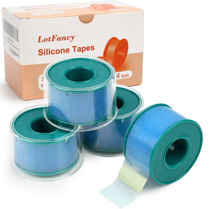 LotFancy Medical Silicone Tape, 1 in ×5.5 Yds, Waterproof Adhesive Surgical Tape, Soft Skin Tape for Surgery First Aid, Wound, Bandage and Sensitive Skin