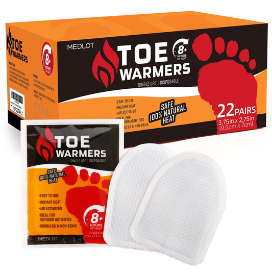 MEDLOT Toe Feet Warmers, 22/44 Pairs, Air-Activated Adhesive Warmers for Shoes and Boots