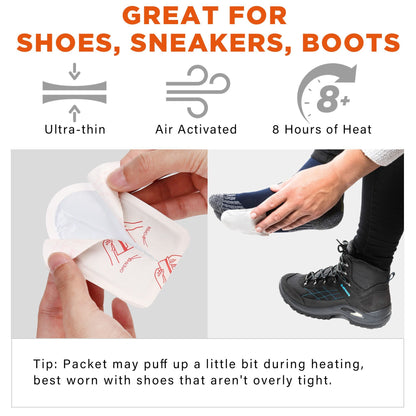 MEDLOT Toe Feet Warmers, 22/44 Pairs, Air-Activated Adhesive Warmers for Shoes and Boots