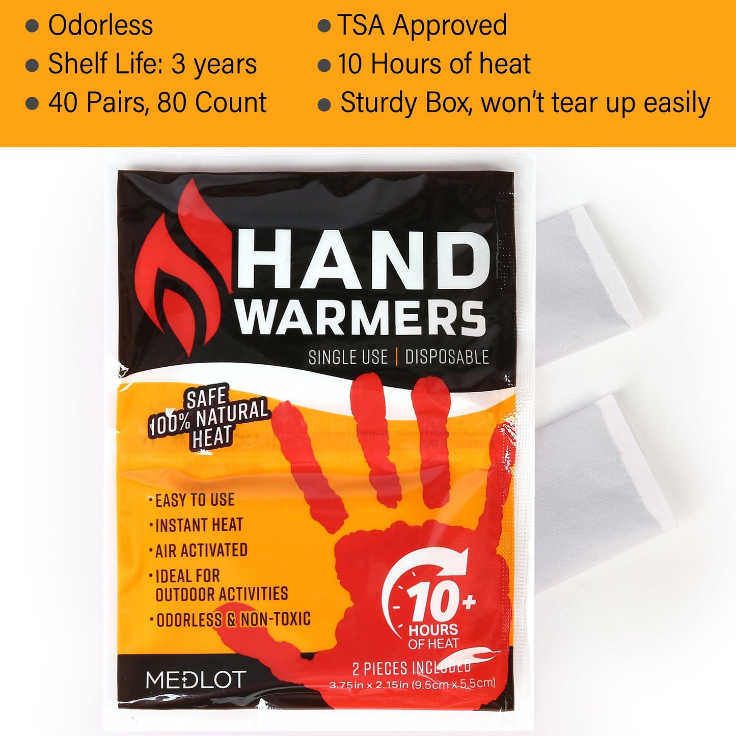 LotFancy Hand Warmer, 40 Pair (80 Warmers), Air Activated 10 Hours of Natural Odorless Heat Handwarmer