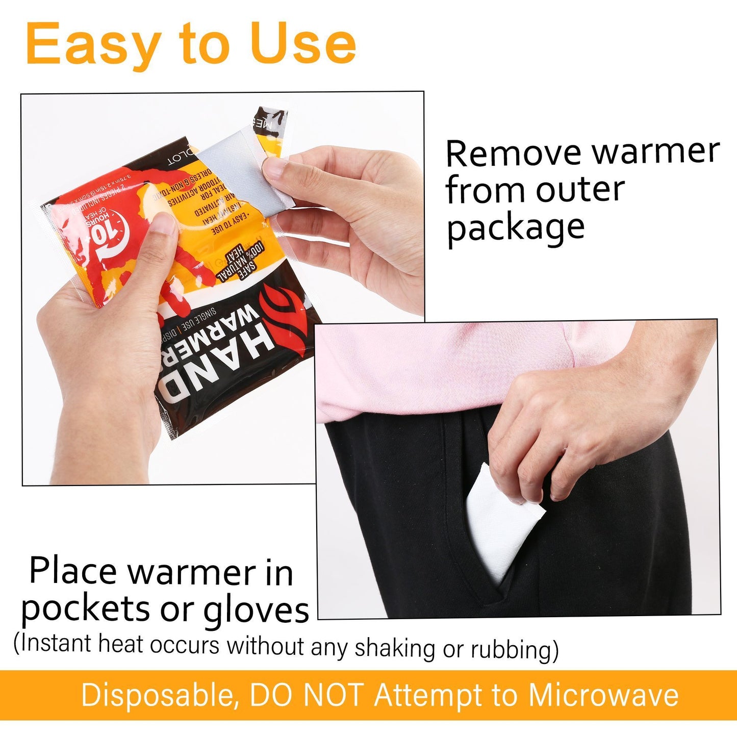 LotFancy Hand Warmer, 40 Pair (80 Warmers), Air Activated 10 Hours of Natural Odorless Heat Handwarmer