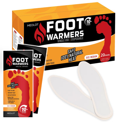 MEDLOT Heated Insoles Foot Warmer, 20 Pairs, Long Lasting Disposable Boot Shoe Warmer for Men and Women