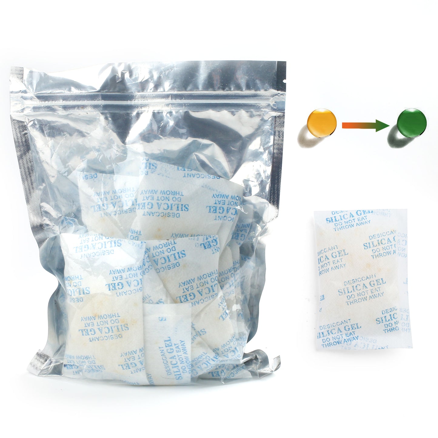 LotFancy Silica Gel Packs, Food Grade Desiccant Packs, Orange to Green Indicating, Non-Toxic Moisture Absorber Desiccant Bags