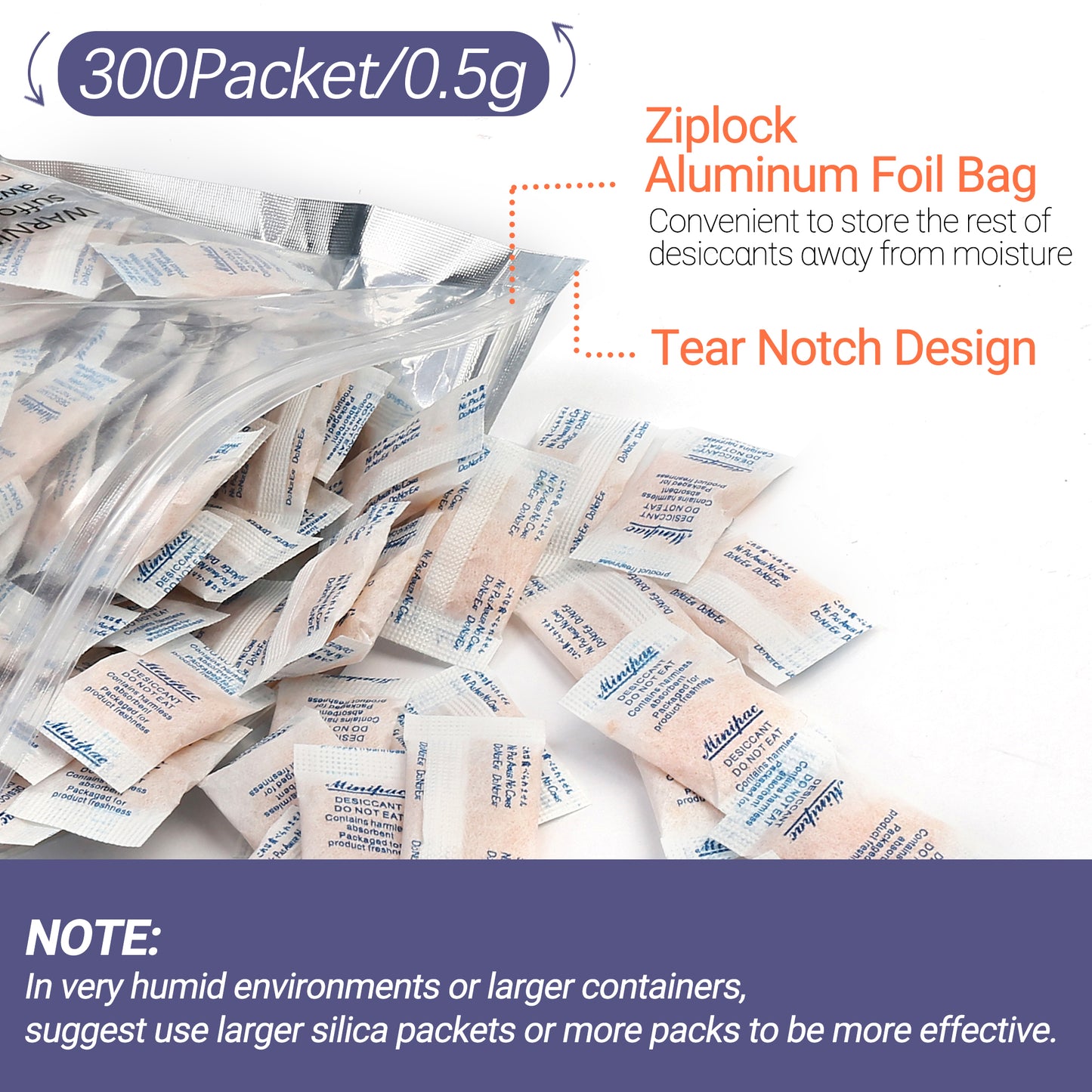 LotFancy Silica Gel Packs, Food Grade Desiccant Packs, Orange to Green Indicating, Non-Toxic Moisture Absorber Desiccant Bags