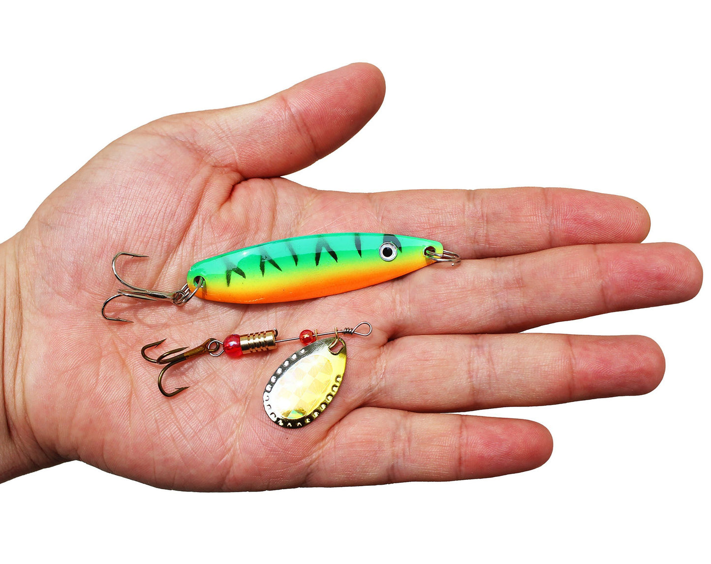 LotFancy Fishing Lures, 30 PCS Spinner Baits for Bass Perch Pike Walleye Trout Salmon, Assorted Hard Metal Spinner Lures Kit, Fit Saltwater and Freshwater