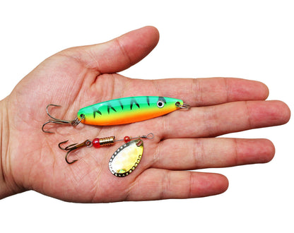 LotFancy Fishing Lures, 30 PCS Spinner Baits for Bass Perch Pike Walleye Trout Salmon, Assorted Hard Metal Spinner Lures Kit, Fit Saltwater and Freshwater