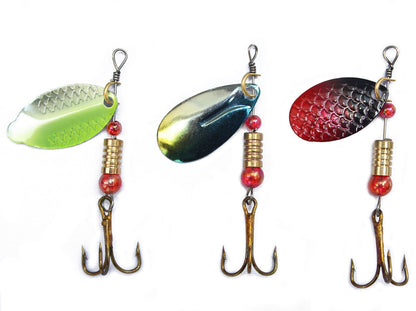 LotFancy Fishing Lures, 30 PCS Spinner Baits for Bass Perch Pike Walleye Trout Salmon, Assorted Hard Metal Spinner Lures Kit, Fit Saltwater and Freshwater