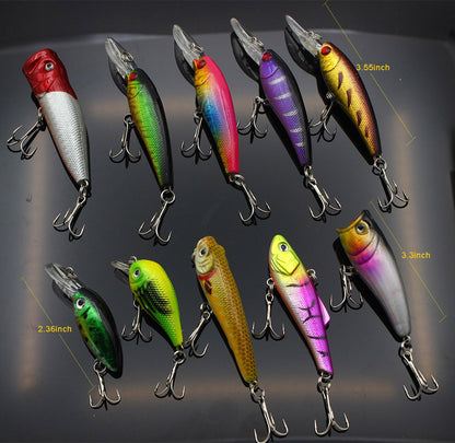 Fishing Lures, Topwater Lures with Treble Hook, Freshwater Saltwater Lures for Bass Trout Walleye, 3D Minnow Fishing Bait, Swimbait Sinking Lure Kit