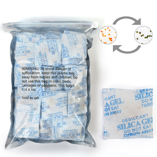 LotFancy 100 Packs 3Gram Silica Gel Packets, Indicating Desiccant Packets