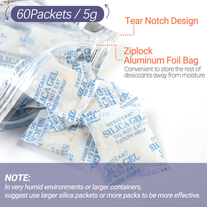 LotFancy Silica Gel Packs, Food Grade Desiccant Packs, Orange to Green Indicating, Non-Toxic Moisture Absorber Desiccant Bags