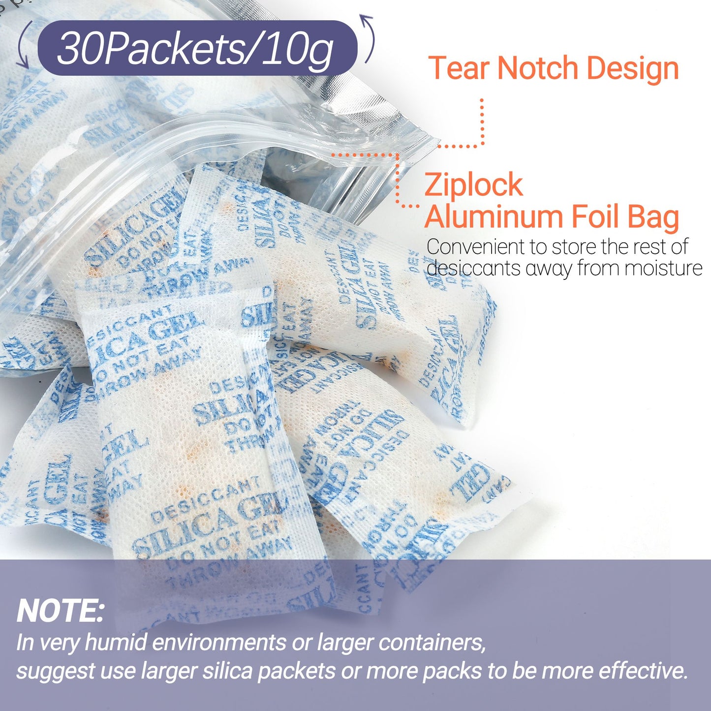 LotFancy Silica Gel Packs, Food Grade Desiccant Packs, Orange to Green Indicating, Non-Toxic Moisture Absorber Desiccant Bags