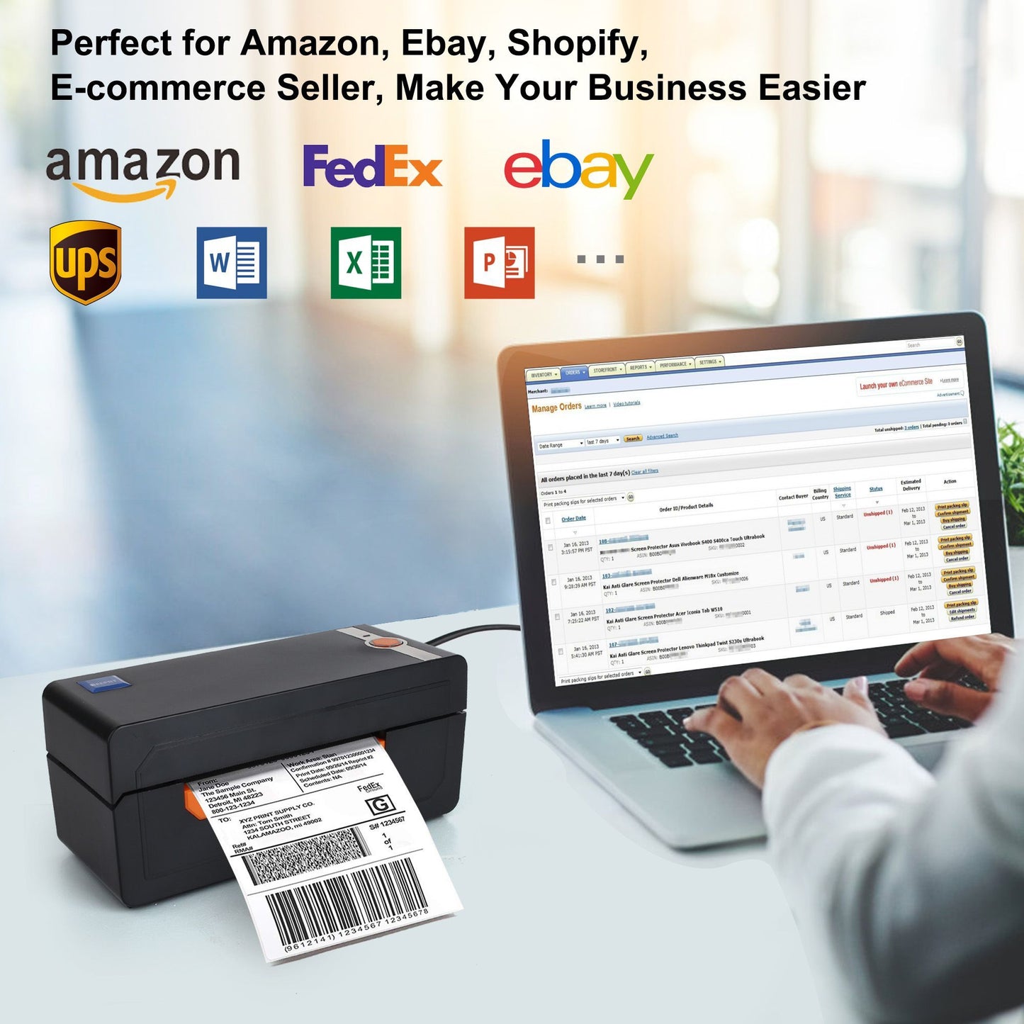 LotFancy Thermal Label Printer, 4x6 Shipping Label Printer, High Speed