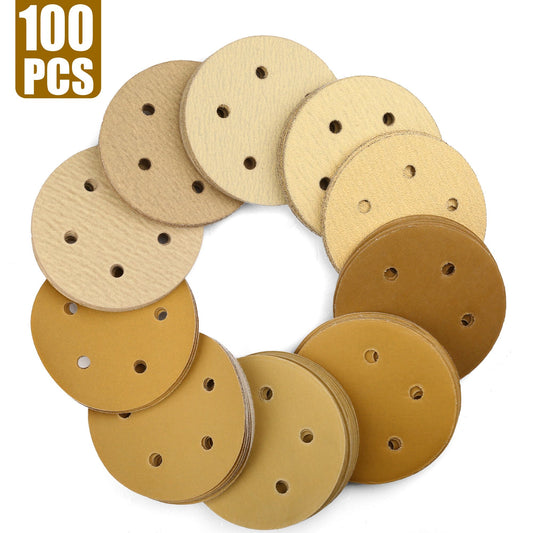 LotFancy 5-Inch 5-Hole Dustless Hook-and-Loop Sanding Disc Sander Paper