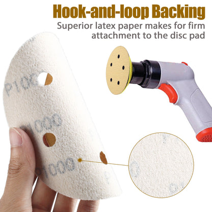 LotFancy 5-Inch 5-Hole Dustless Hook-and-Loop Sanding Disc Sander Paper