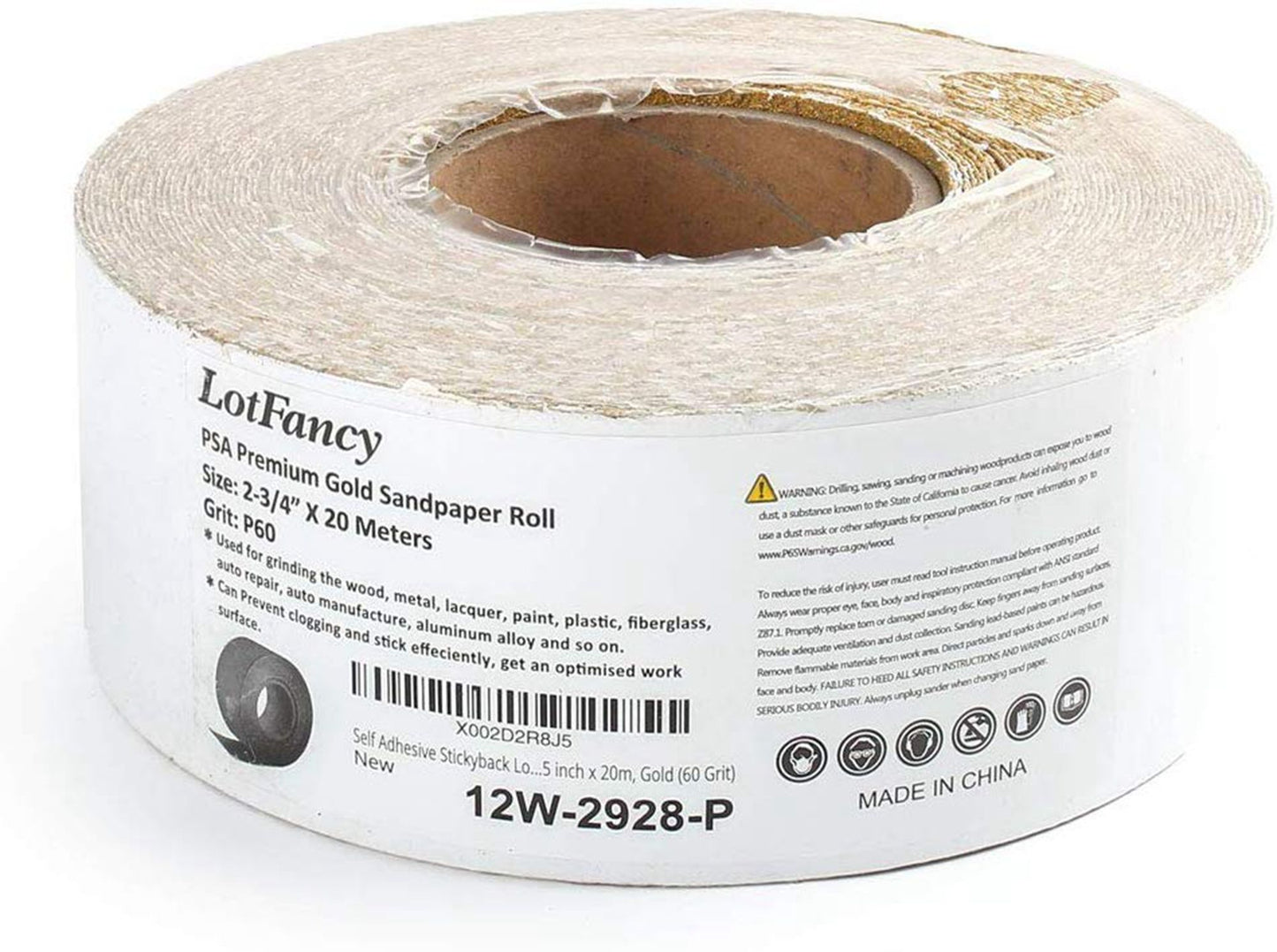 LotFancy Sandpaper Roll, PSA Self Adhesive Sticky Back Longboard Sand Paper, 2-3/4" Wide by 21.9 Yard Long, Premium Aluminum Oxide Abrasive Sanding Roll, for Automotive and Woodworking