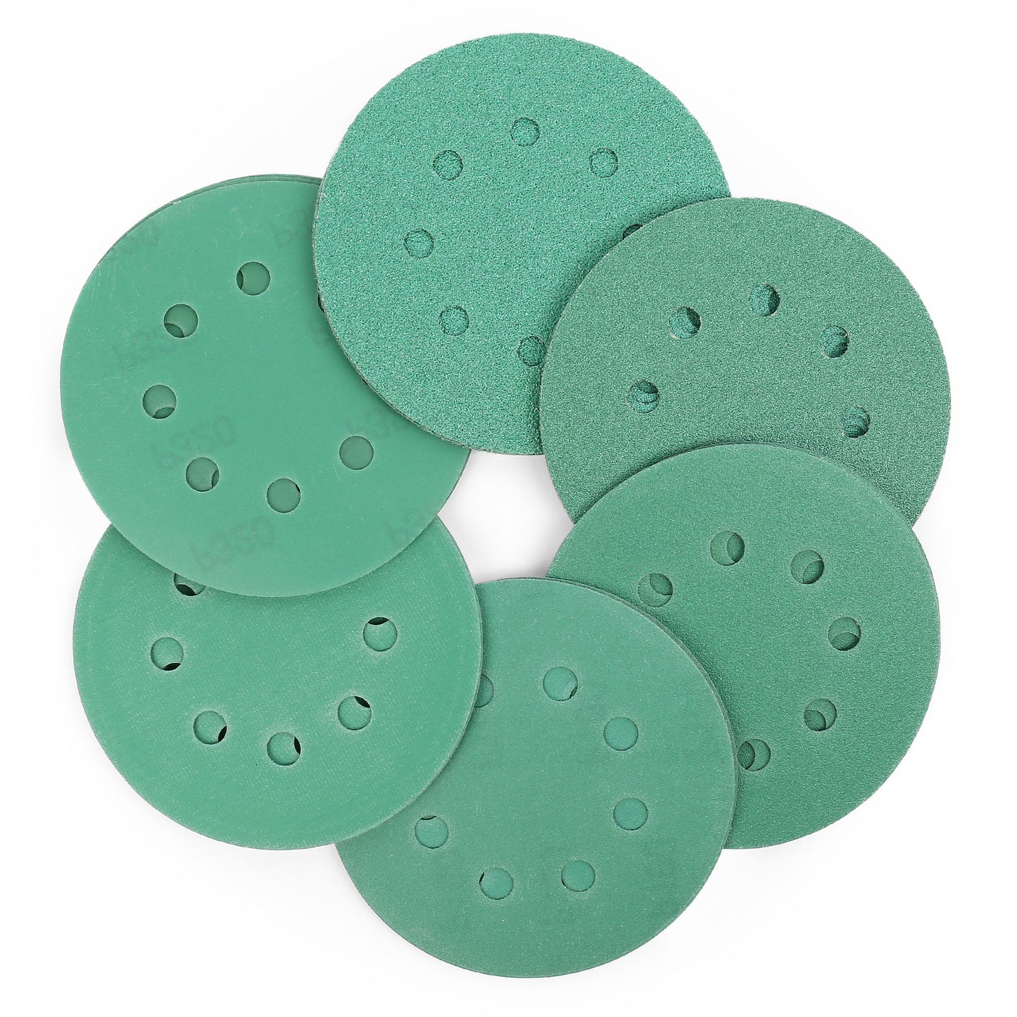 LotFancy 5 Inch 8 Holes Green Wet Dry Sander Sandpaper, Hook and Loop Sanding Discs,