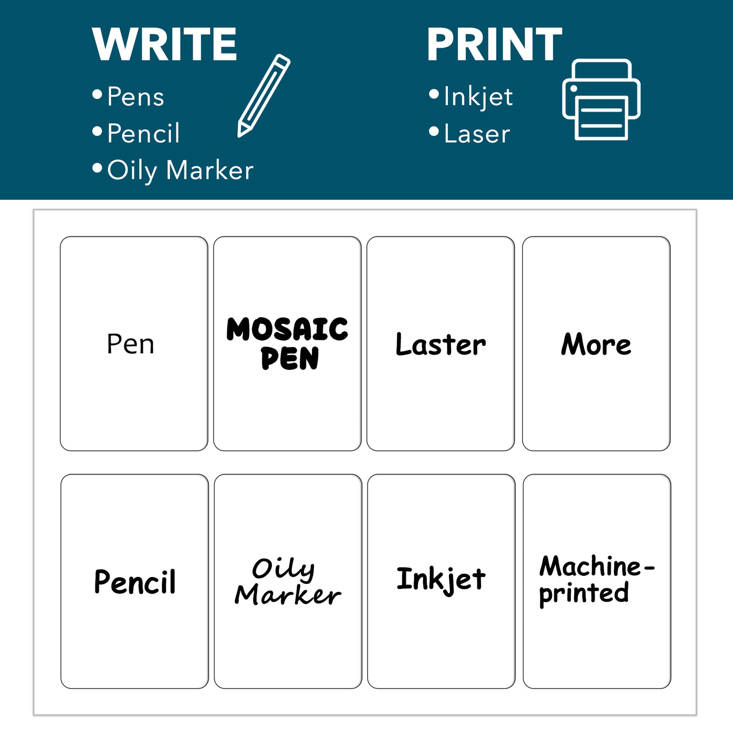 Flexible Name Tag Stickers, White Rectangle Labels, Removable Name Badges, 2-1/3x3-3/8 inches