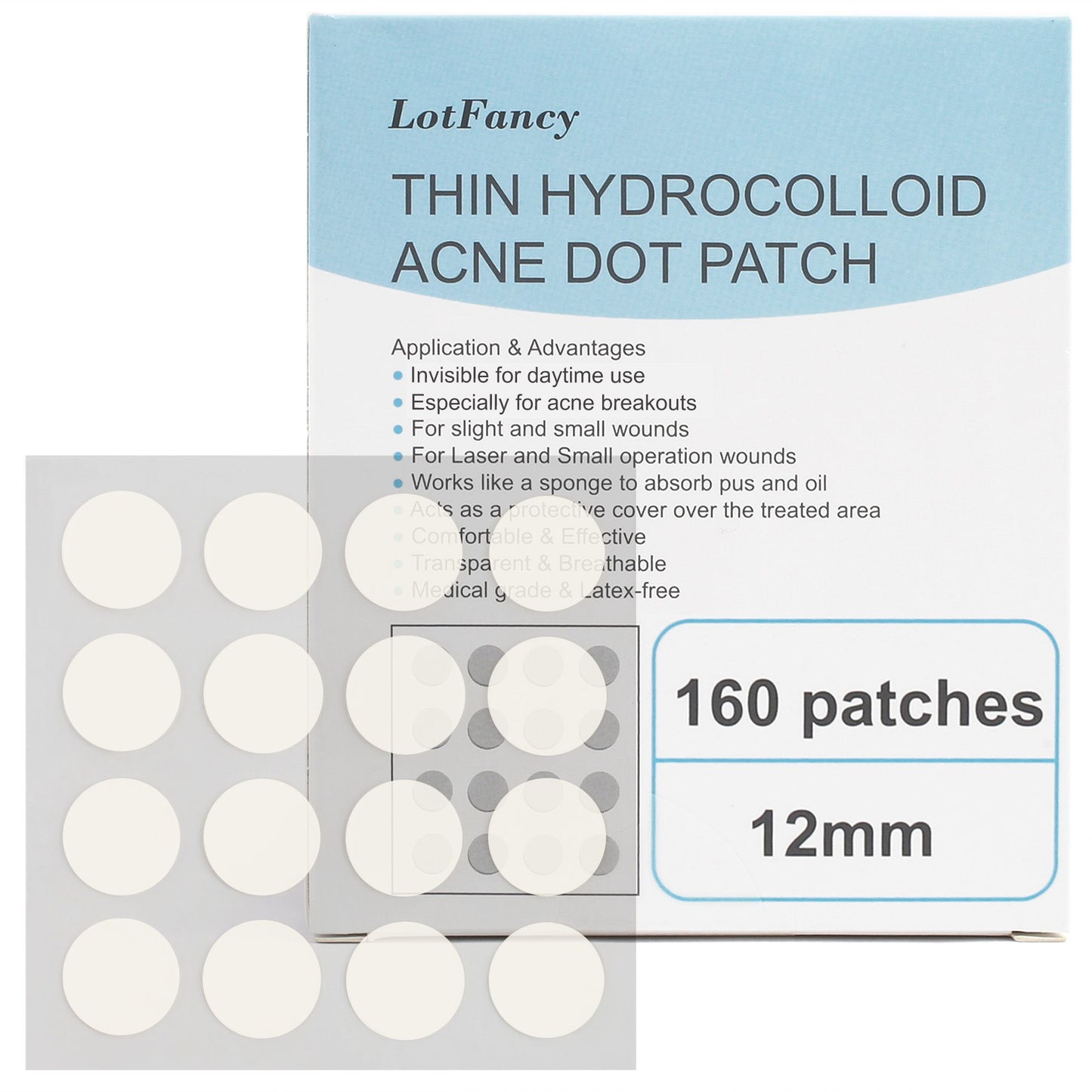 LotFancy Acne Patches, Hydrocolloid Pimple Patches for Face, Clear Zit Stickers for Blemishes, Spots, Skin Acne Dots Treatment