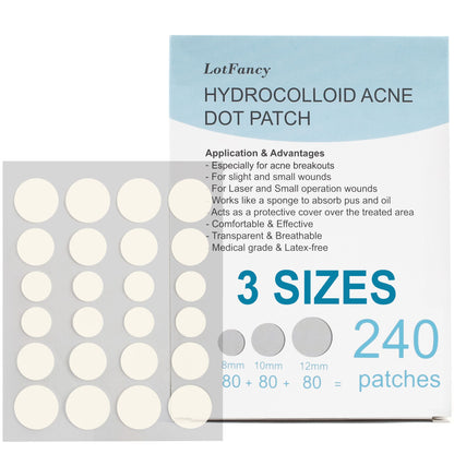 LotFancy Acne Patches, Hydrocolloid Pimple Patches for Face, Clear Zit Stickers for Blemishes, Spots, Skin Acne Dots Treatment