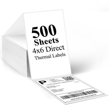 LotFancy 4x6 Thermal Labels Fanfold, 500 White Shipping Labels with Perforation