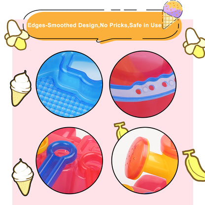 LotFancy Beach Toy Set, Sand Toy for Toddlers, Beach Bucket with Sand Sifter Cover, Shovel, Star Mold, Rake, Watering Can and Sifter Shovel Tool Kit for Kids Outdoor Toys