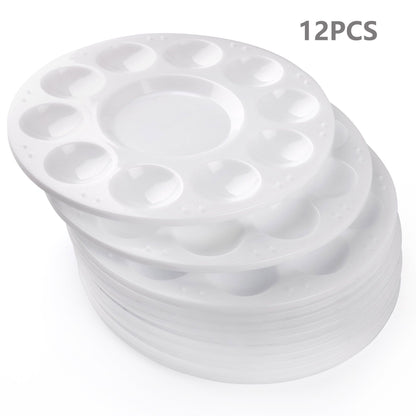 LotFancy Paint Tray Palettes for Acrylic Oil Watercolor Craft DIY Art Painting, Round Plastic Pallets