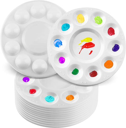 LotFancy Paint Tray Palettes for Acrylic Oil Watercolor Craft DIY Art Painting, Round Plastic Pallets