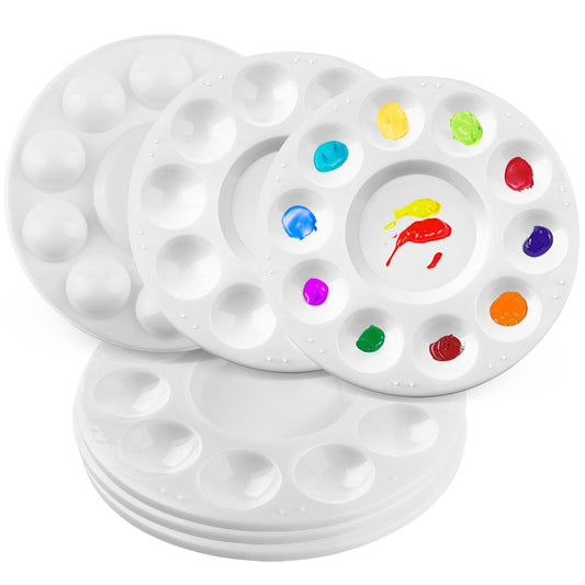LotFancy Paint Tray Palettes for Acrylic Oil Watercolor Craft DIY Art Painting, Round Plastic Pallets