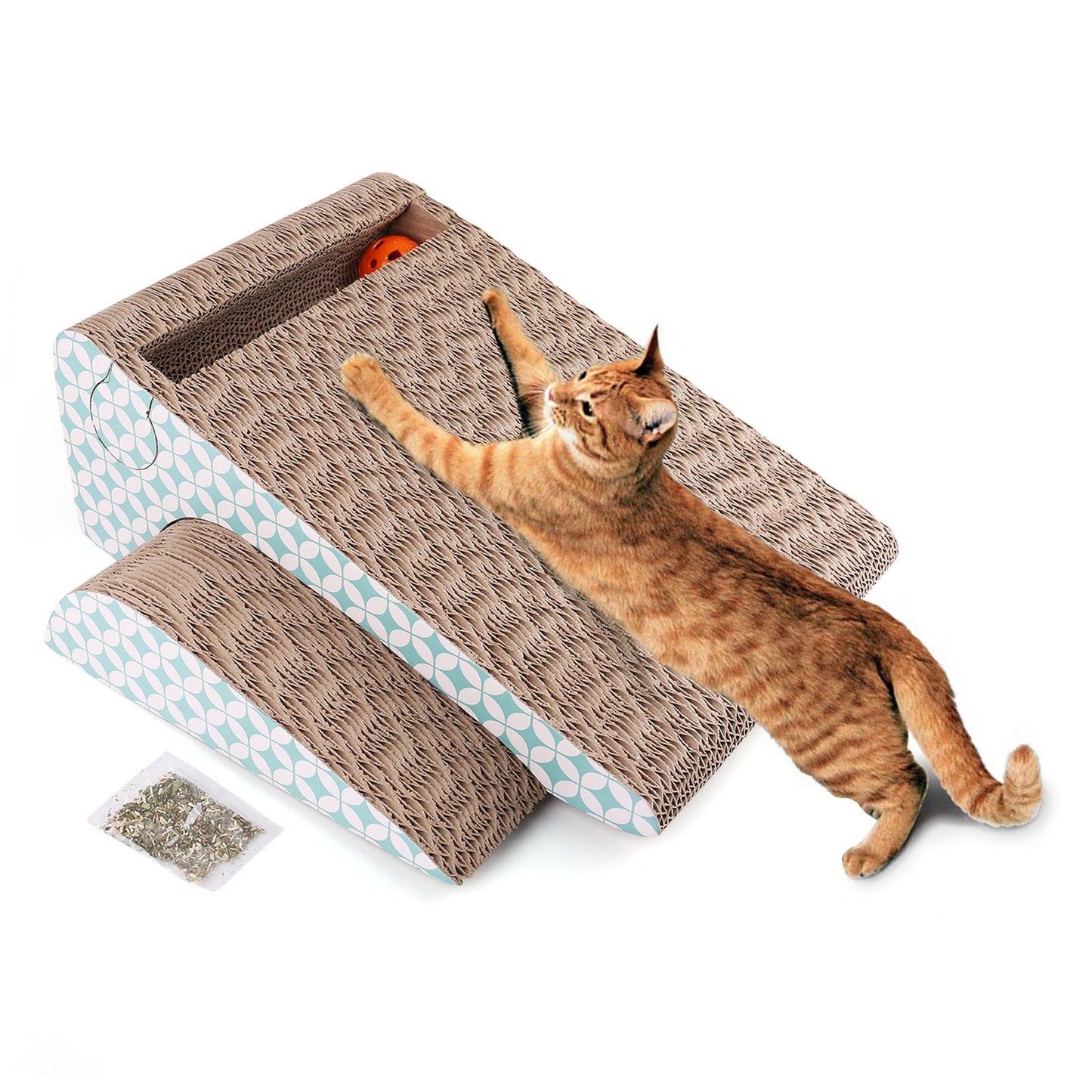 Prime Pets Cat Scratcher Cardboard, Cat Scratching Pad with Ball, 2-in-1 WMT