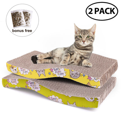 Prime Pets Cat Scratchers Cardboard, S Shape Cat Scratch Pad, Cat Scratching, Corrugated Board Reversible with Catnip for Indoor Cats