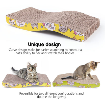 Prime Pets Cat Scratchers Cardboard, S Shape Cat Scratch Pad, Cat Scratching, Corrugated Board Reversible with Catnip for Indoor Cats