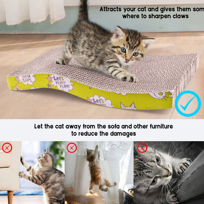 Prime Pets Cat Scratchers Cardboard, S Shape Cat Scratch Pad, Cat Scratching, Corrugated Board Reversible with Catnip for Indoor Cats