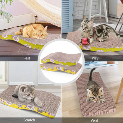 Prime Pets Cat Scratchers Cardboard, S Shape Cat Scratch Pad, Cat Scratching, Corrugated Board Reversible with Catnip for Indoor Cats