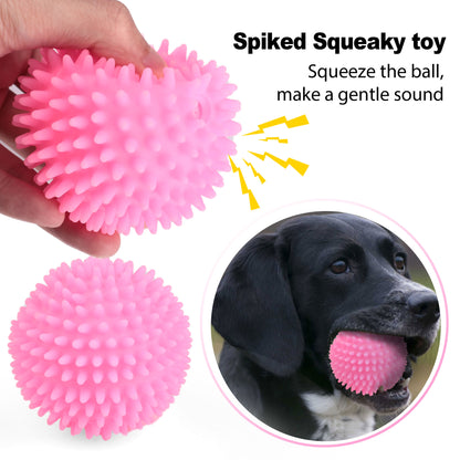 3 Pack Dog Treat Ball, Interactive Food Treat Dispensing Dog Toys, Dog Puzzle Toys for Boredom, Dog Squeaky Balls, Non-Toxic Interactive Dog Toys, Dog Teething Toys for Puppy Small Dog Training and Playing